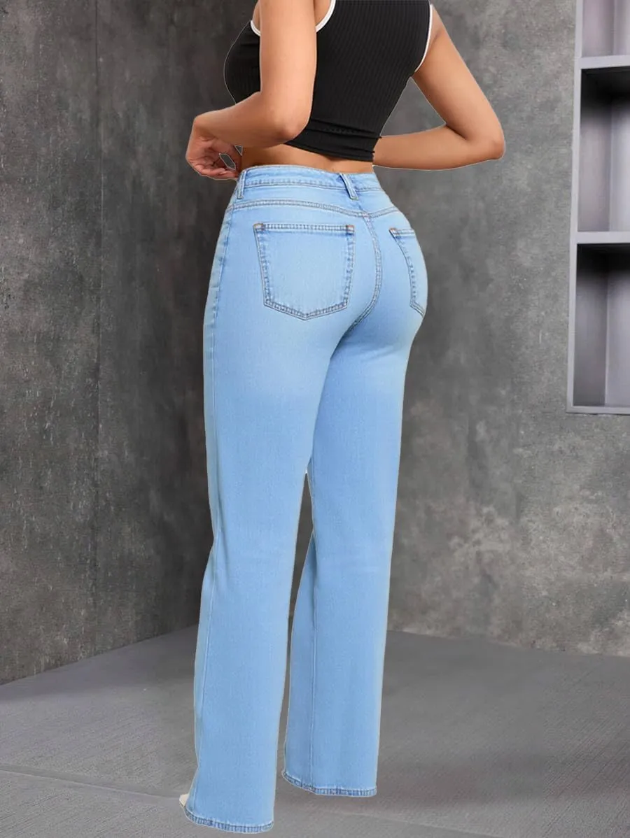 Women's Wide Leg Jeans High Waist Baggy Denim Pants
