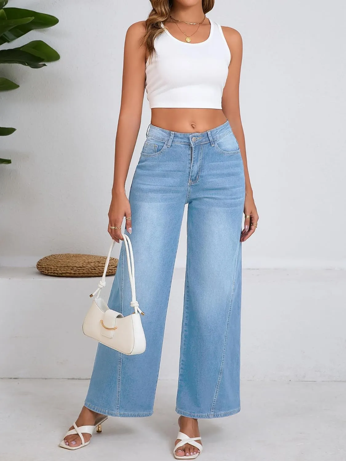 Women's Wide Leg Jeans High Waist Baggy Denim Pants