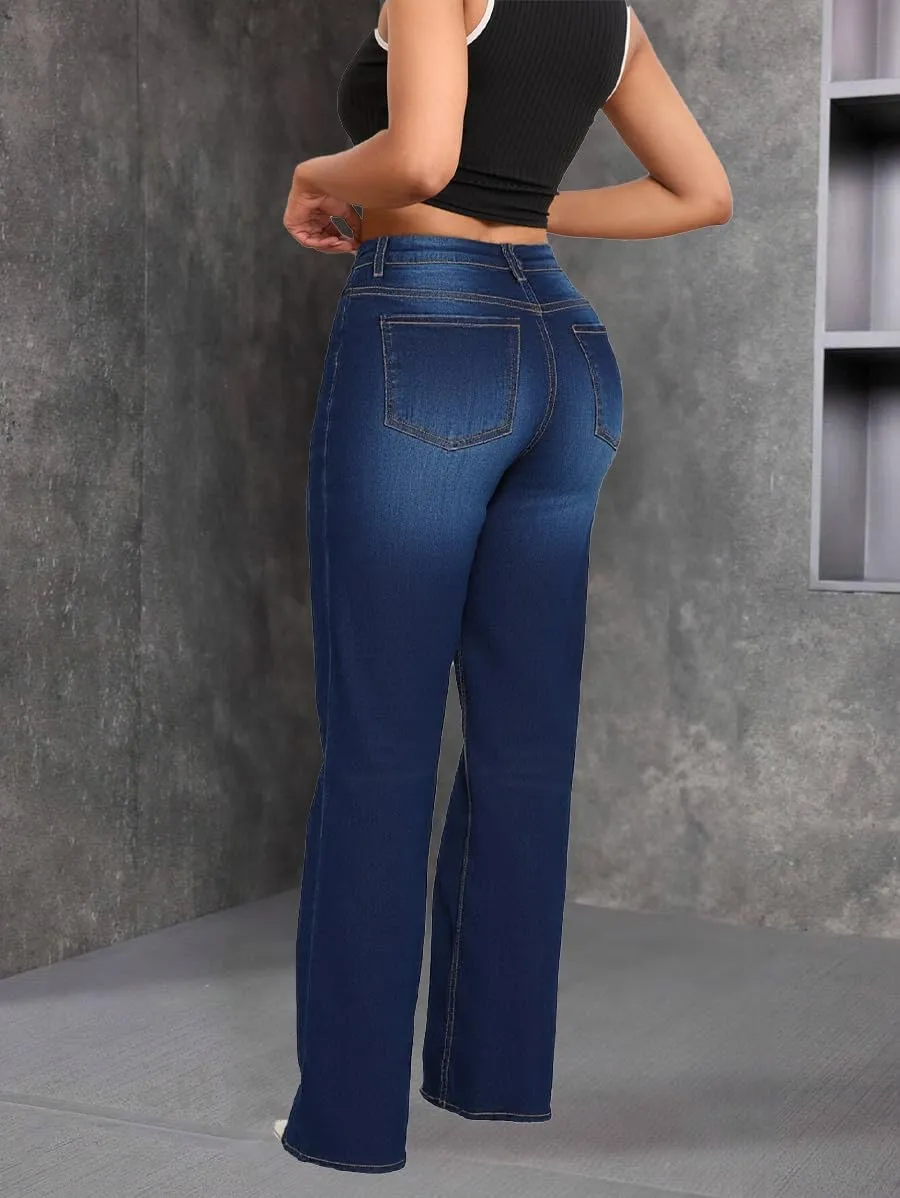 Women's Wide Leg Jeans High Waist Baggy Denim Pants