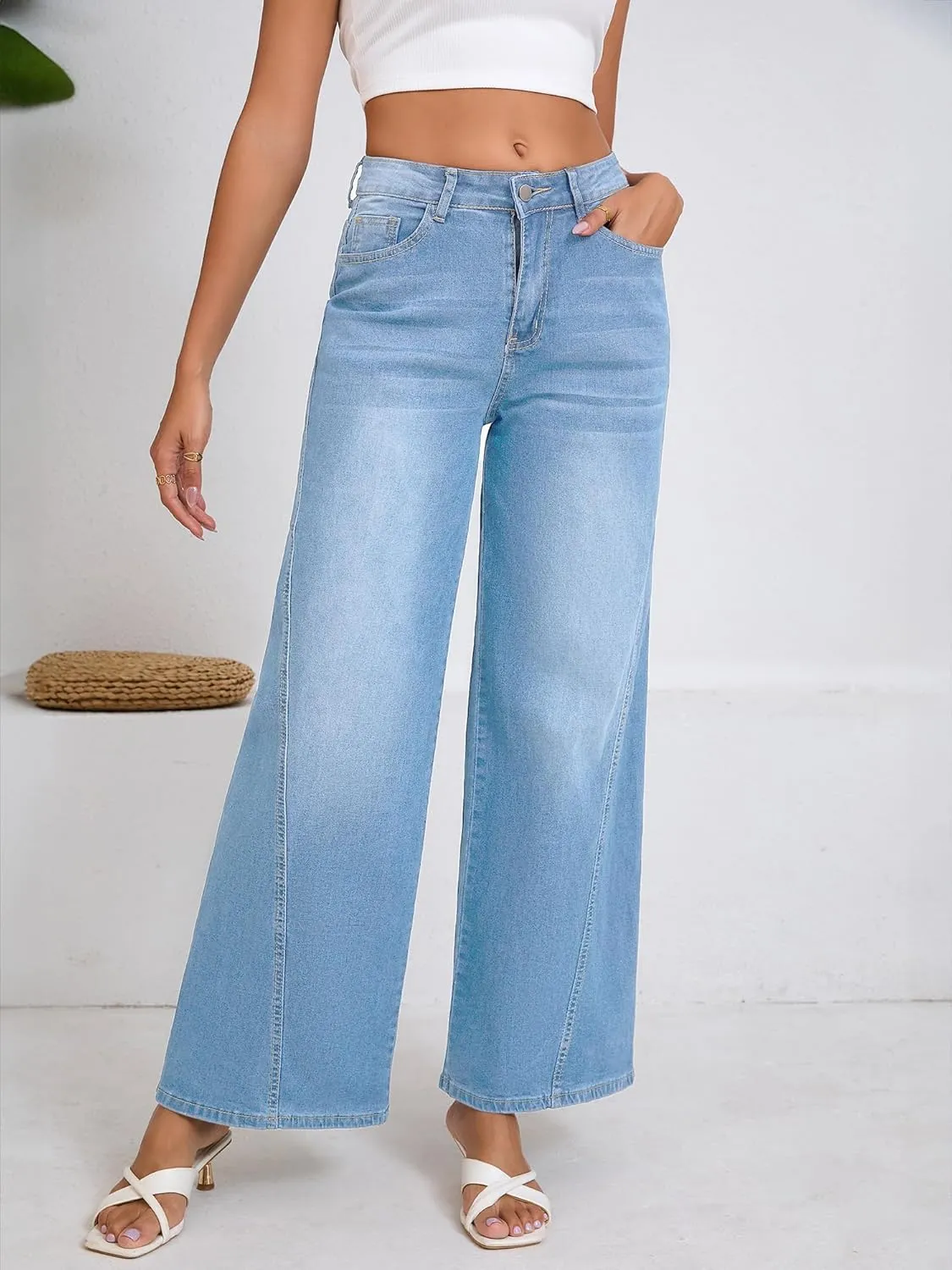Women's Wide Leg Jeans High Waist Baggy Denim Pants
