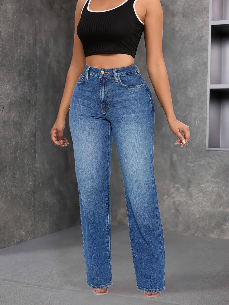 Women's Wide Leg Jeans High Waist Baggy Denim Pants