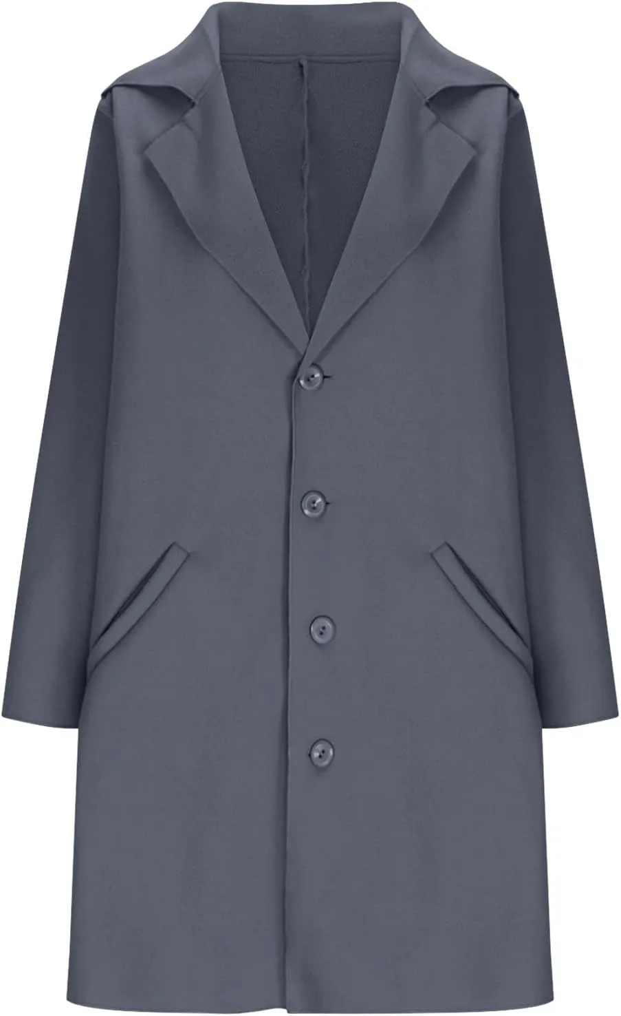 Womens Wool Coats Double Breasted Outwear Cardigan Lapel Jackets Winter Midi Pea Coat Trench Coat With Pockets