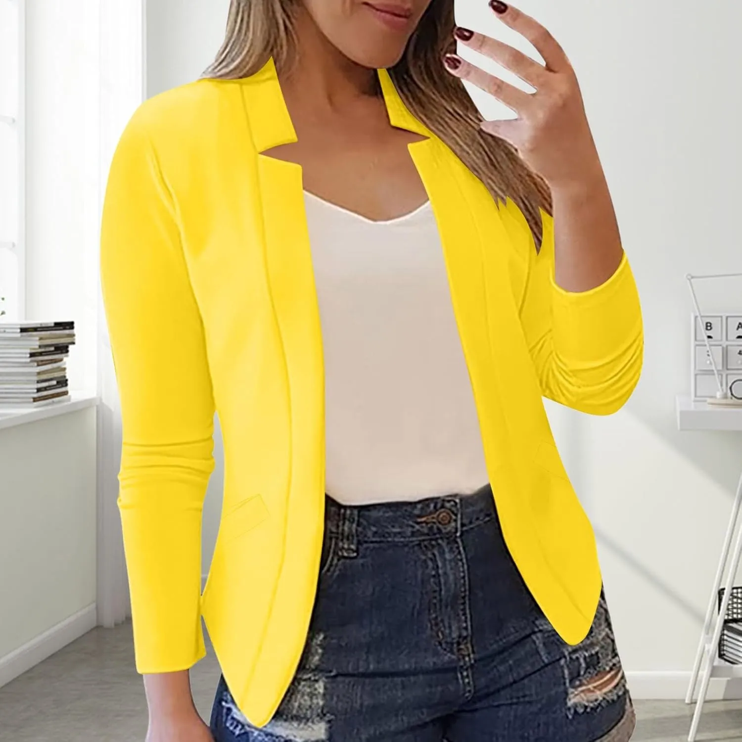 Womens Work Office Blazers 2025 Spring Dressy Casual Long Sleeve Open Front Blazer Cardigans Business Suit Jackets