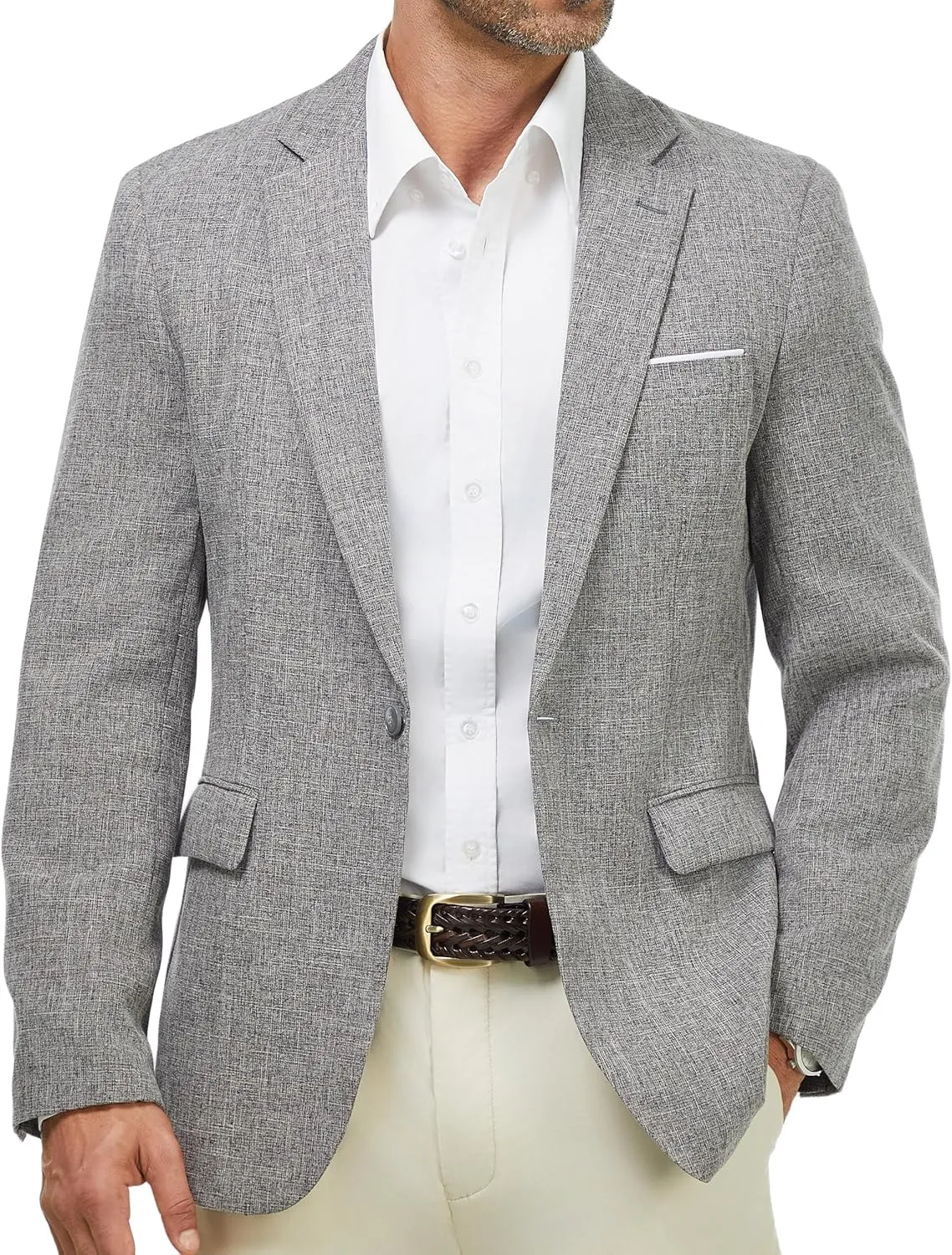 WULFUL Mens Casual Sport Coat Blazer Lightweight One Button Suit Jackets