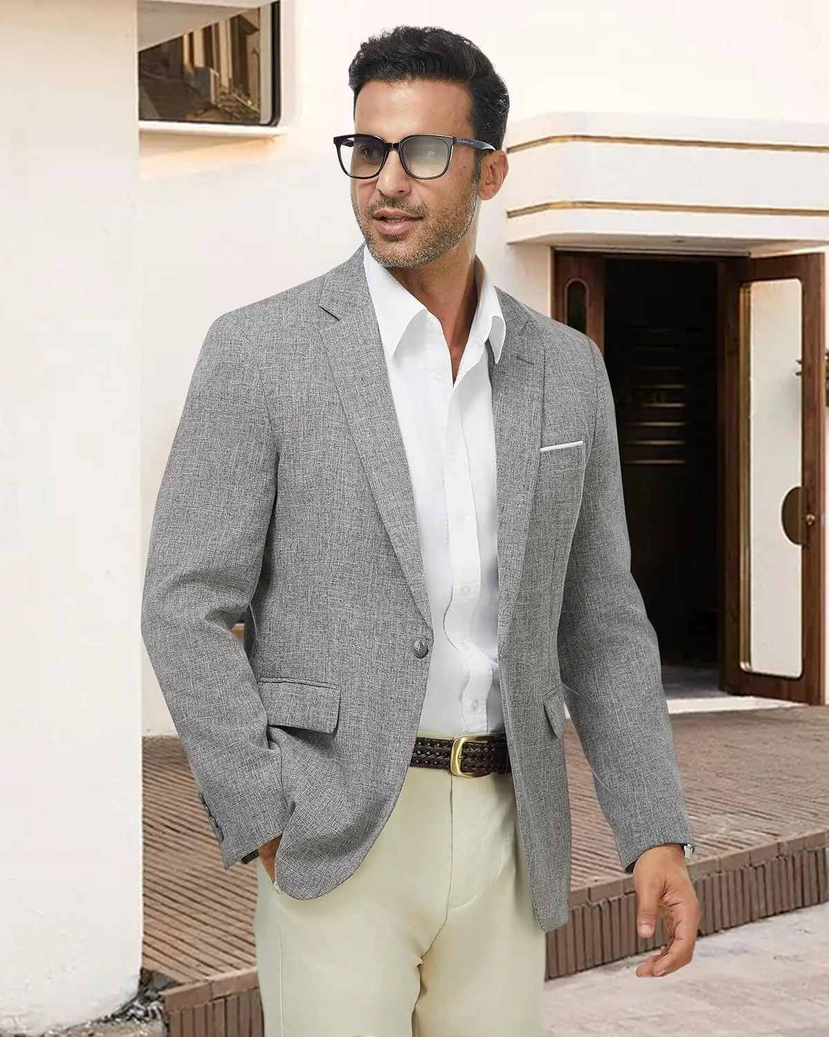 WULFUL Mens Casual Sport Coat Blazer Lightweight One Button Suit Jackets