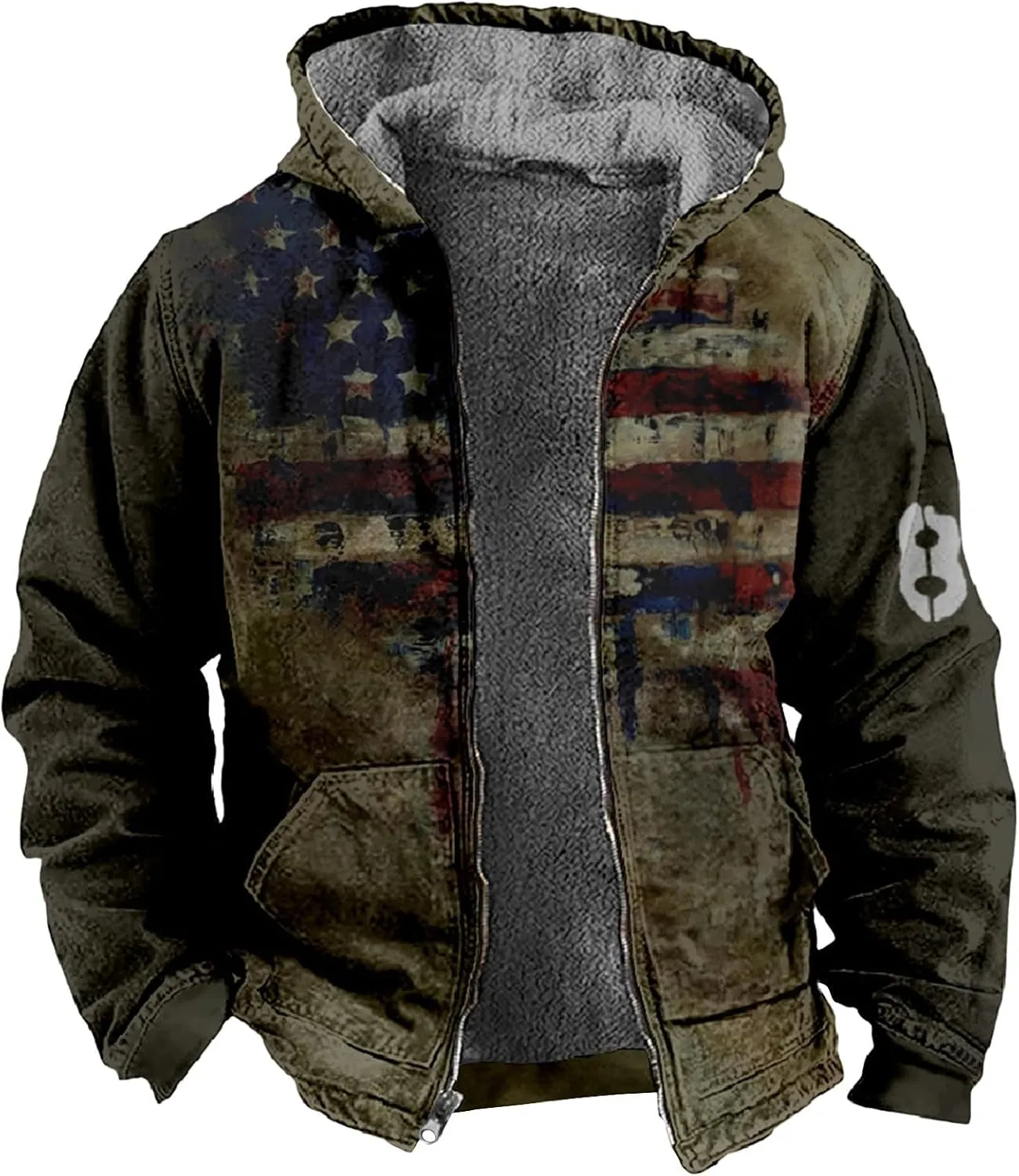 XIAXOGOOL Winter Jackets Big Tall Mens Full Zip Fleece Sweatshirt Flannel Sherpa Lined Shirt Jacket Plaid Cotton Hoodies Coat