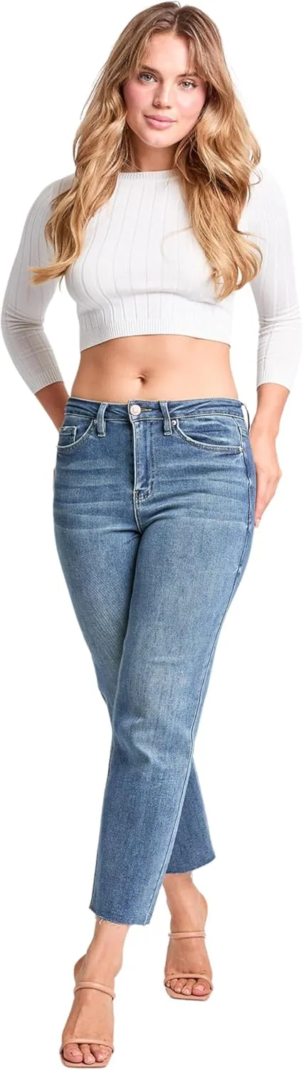 YMI Women's Cropped Straight Leg Jeans