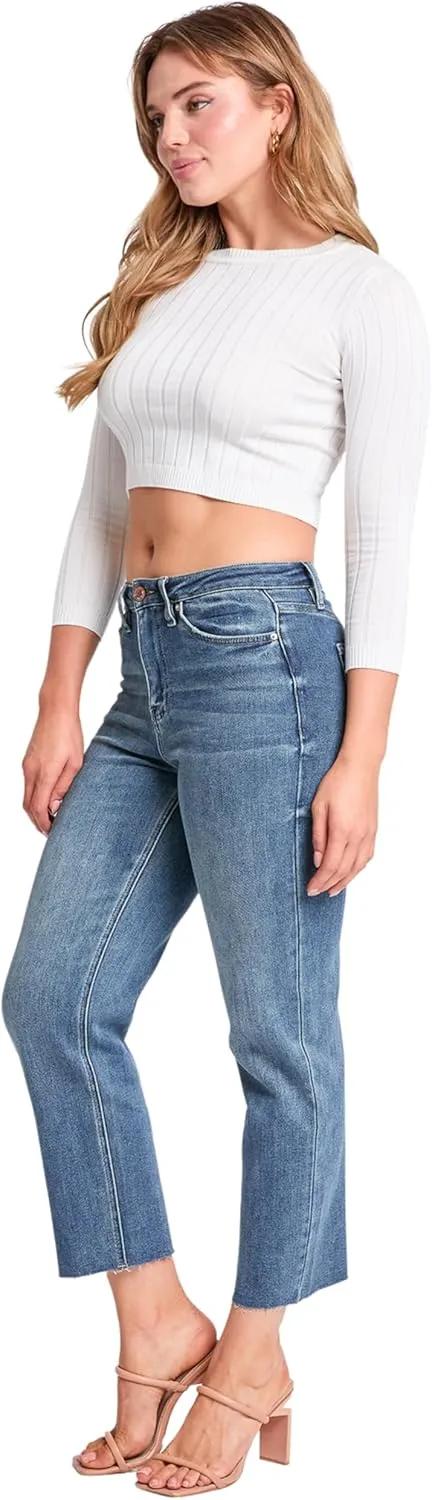YMI Women's Cropped Straight Leg Jeans