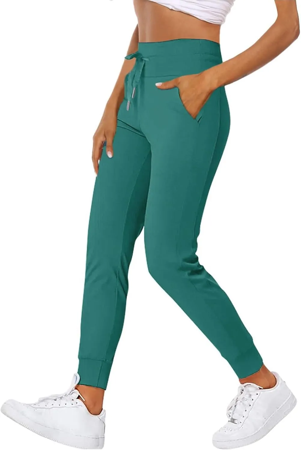 Yoga Pants Women Drawstring Elastic High Waisted Tummy Control Joggers with Pockets Comfy Stretch Athletic Leggings
