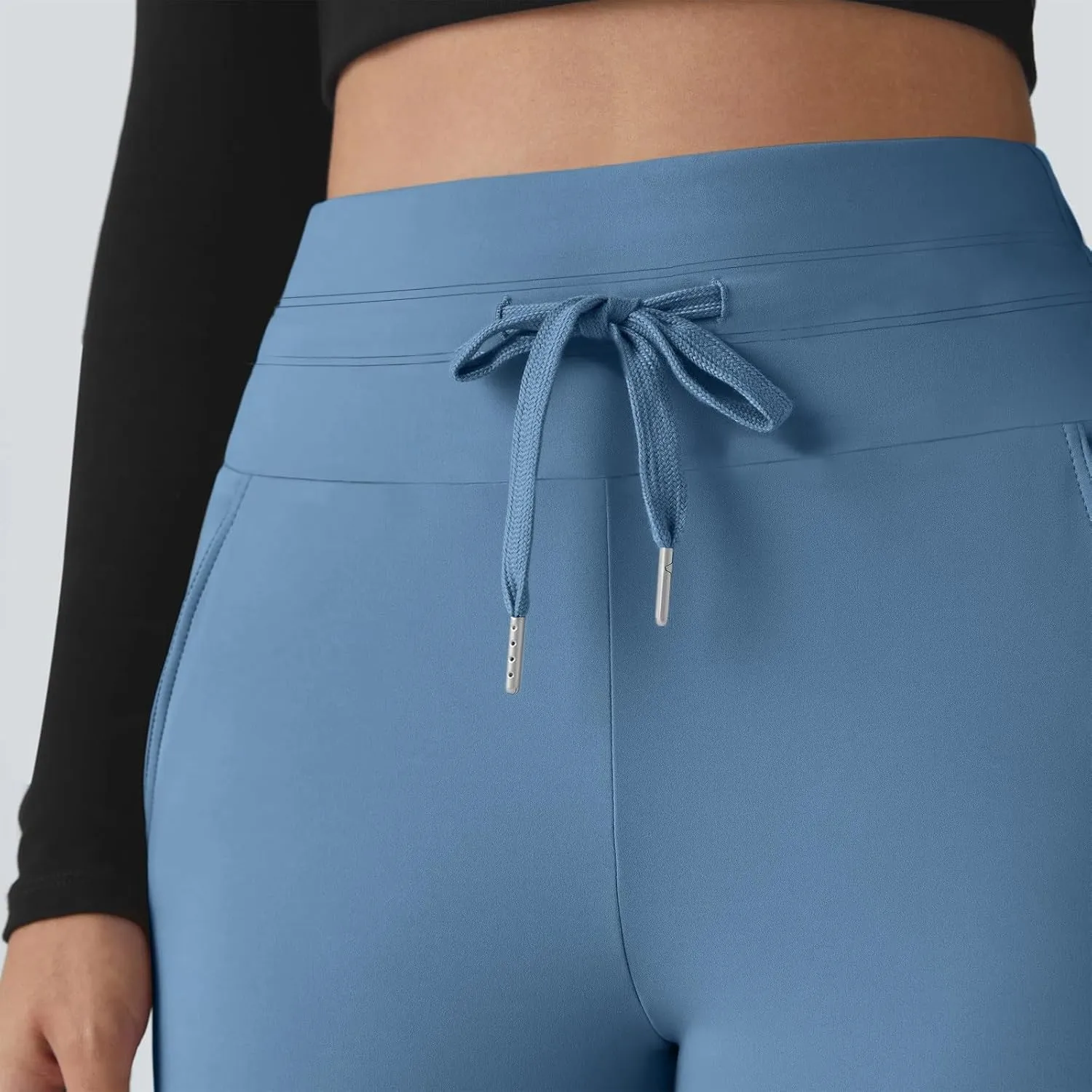 Yoga Pants Women Drawstring Elastic High Waisted Tummy Control Joggers with Pockets Comfy Stretch Athletic Leggings