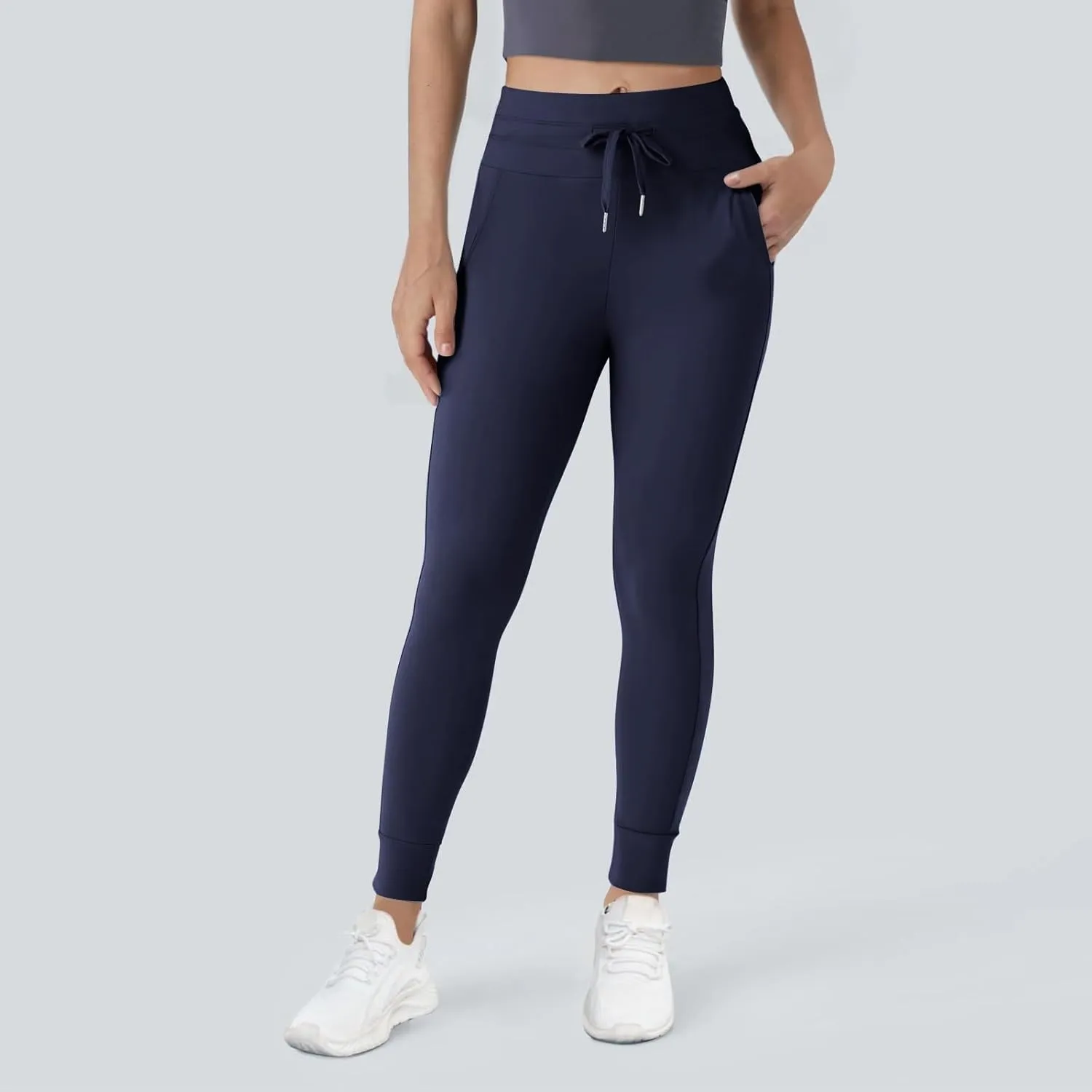 Yoga Pants Women Drawstring Elastic High Waisted Tummy Control Joggers with Pockets Comfy Stretch Athletic Leggings