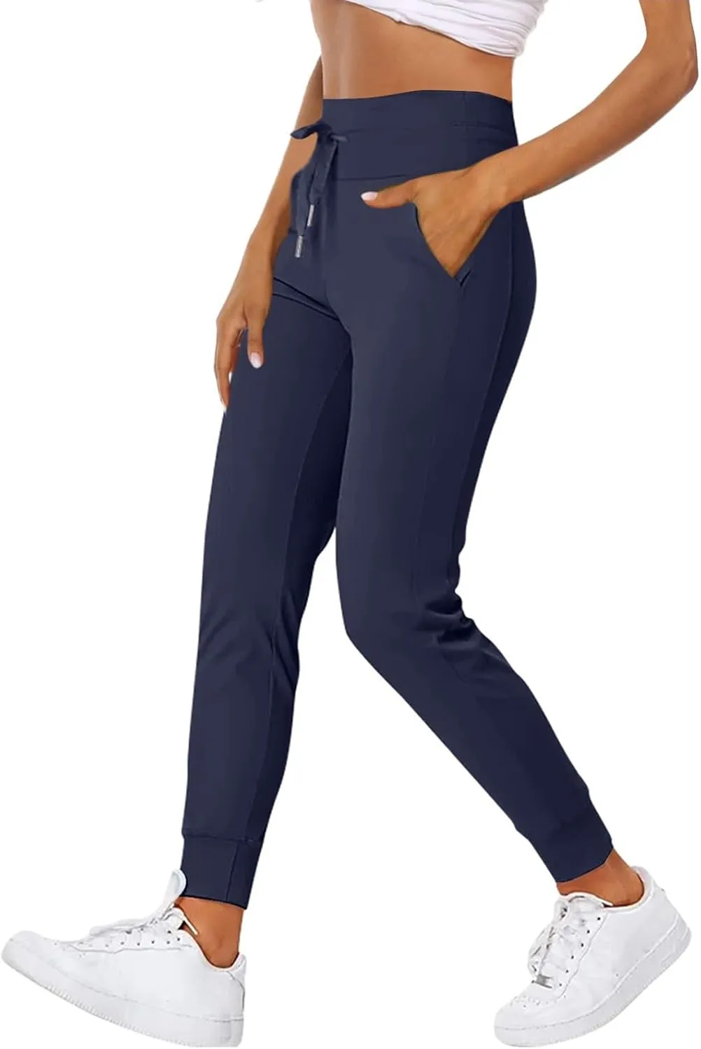 Yoga Pants Women Drawstring Elastic High Waisted Tummy Control Joggers with Pockets Comfy Stretch Athletic Leggings