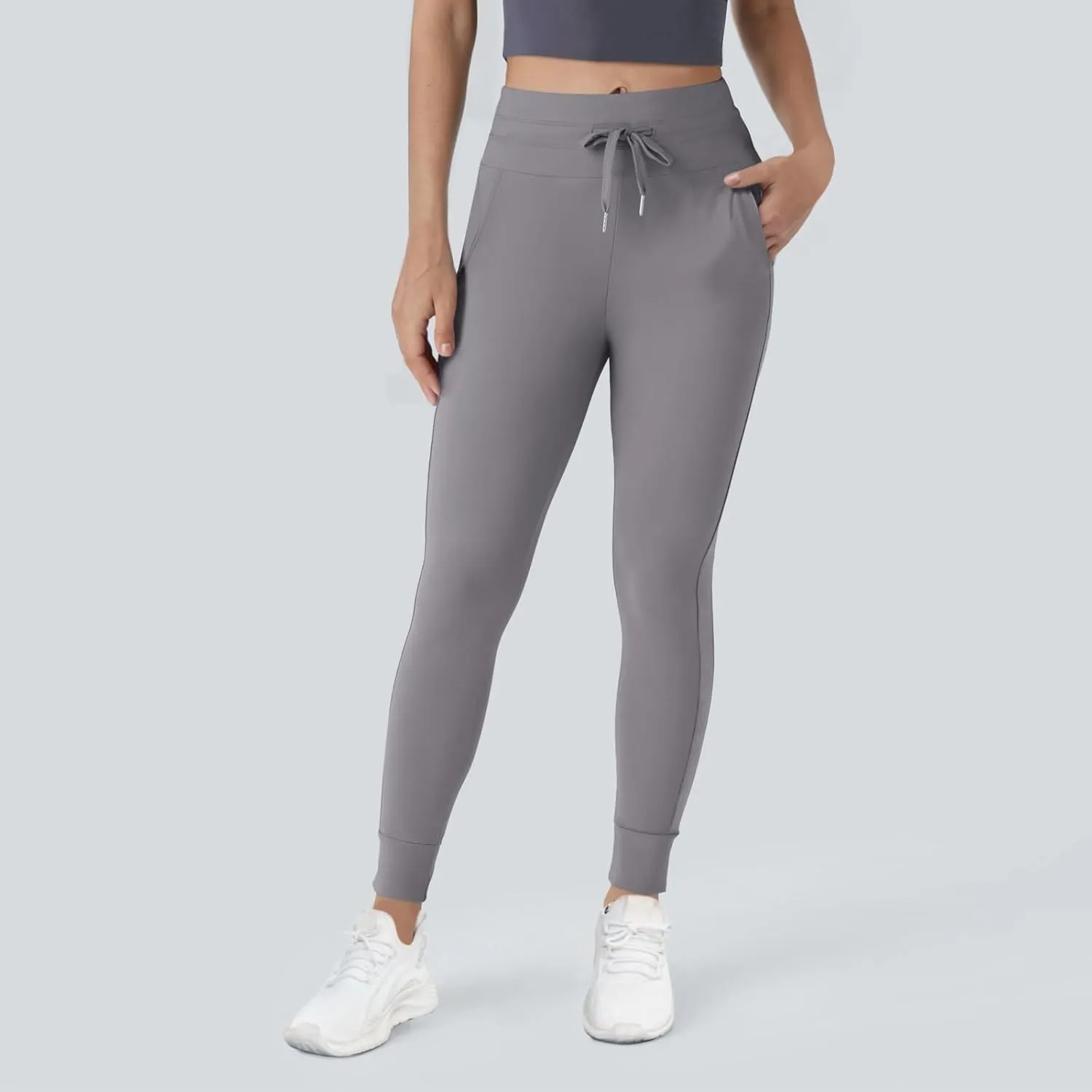 Yoga Pants Women Drawstring Elastic High Waisted Tummy Control Joggers with Pockets Comfy Stretch Athletic Leggings