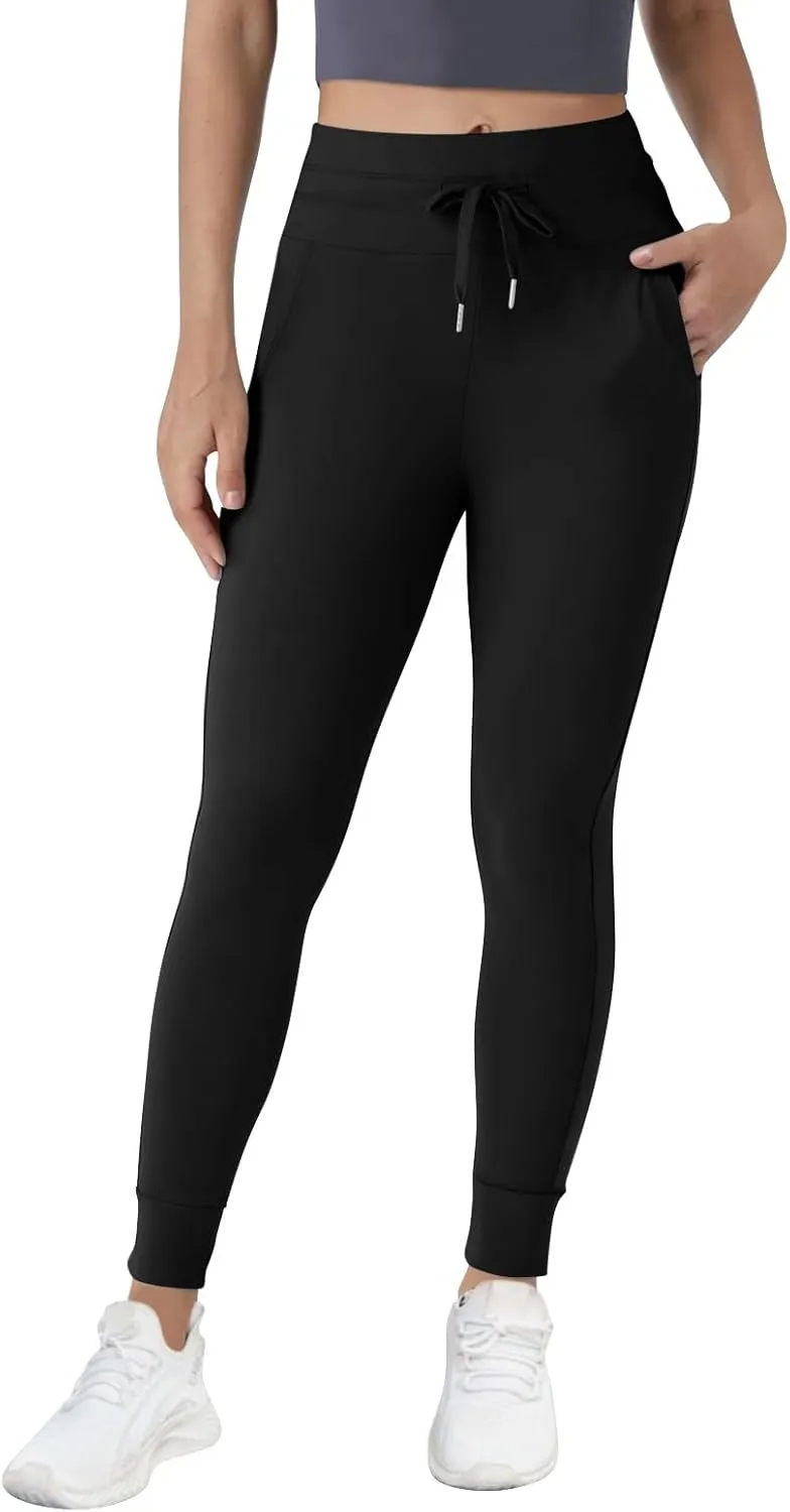 Yoga Pants Women Drawstring Elastic High Waisted Tummy Control Joggers with Pockets Comfy Stretch Athletic Leggings