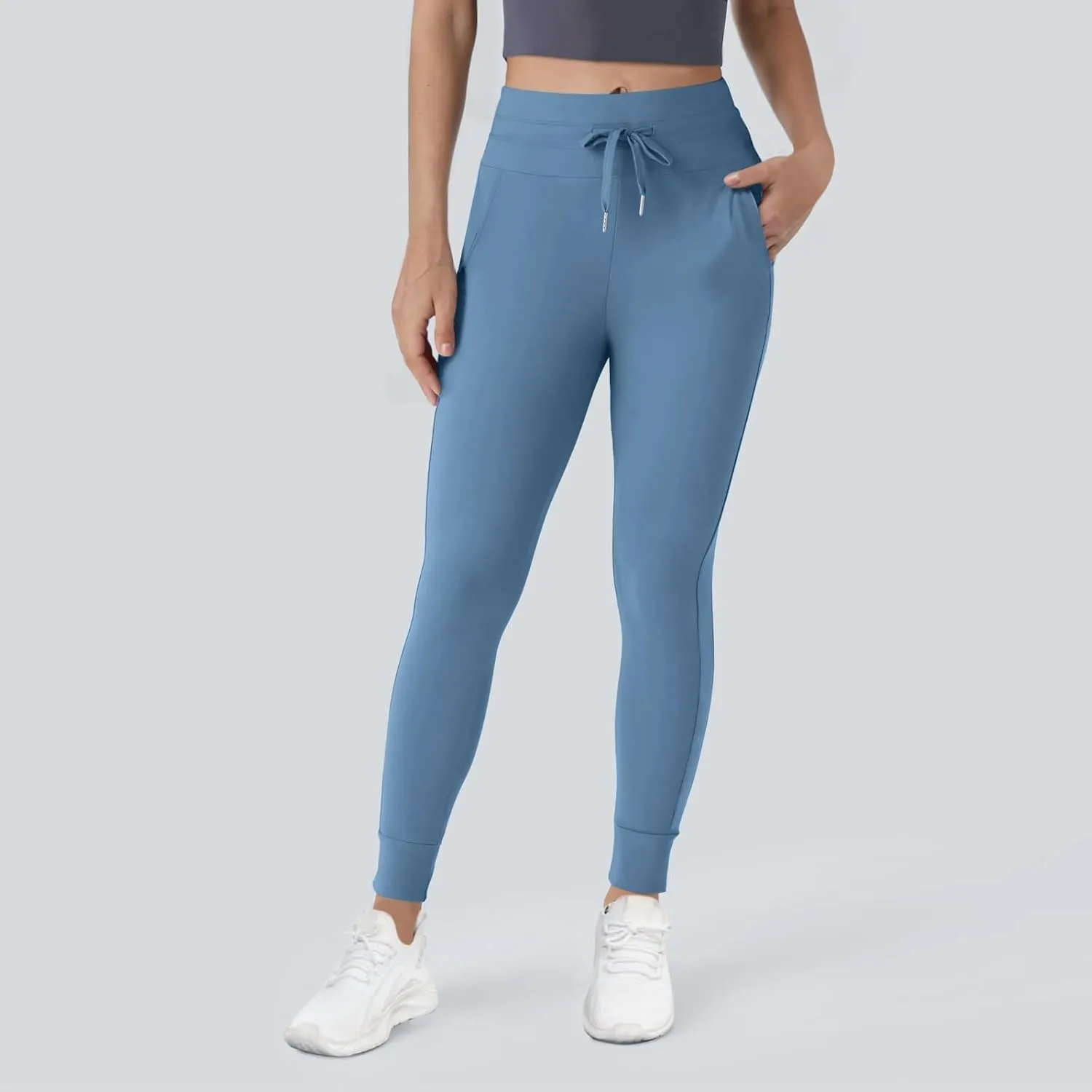 Yoga Pants Women Drawstring Elastic High Waisted Tummy Control Joggers with Pockets Comfy Stretch Athletic Leggings