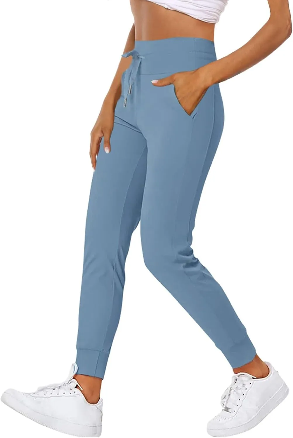 Yoga Pants Women Drawstring Elastic High Waisted Tummy Control Joggers with Pockets Comfy Stretch Athletic Leggings