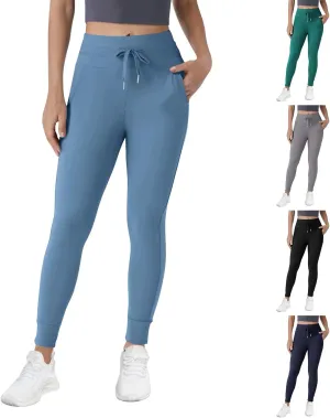 Yoga Pants Women Drawstring Elastic High Waisted Tummy Control Joggers with Pockets Comfy Stretch Athletic Leggings