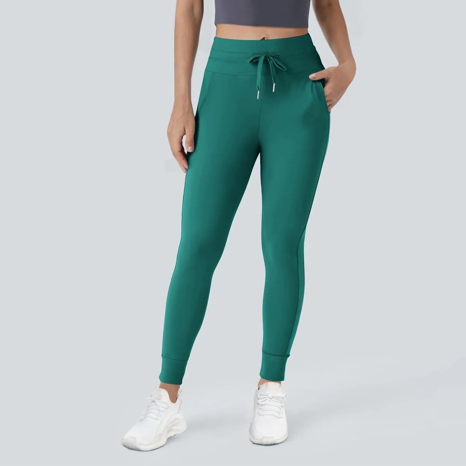 Yoga Pants Women Drawstring Elastic High Waisted Tummy Control Joggers with Pockets Comfy Stretch Athletic Leggings