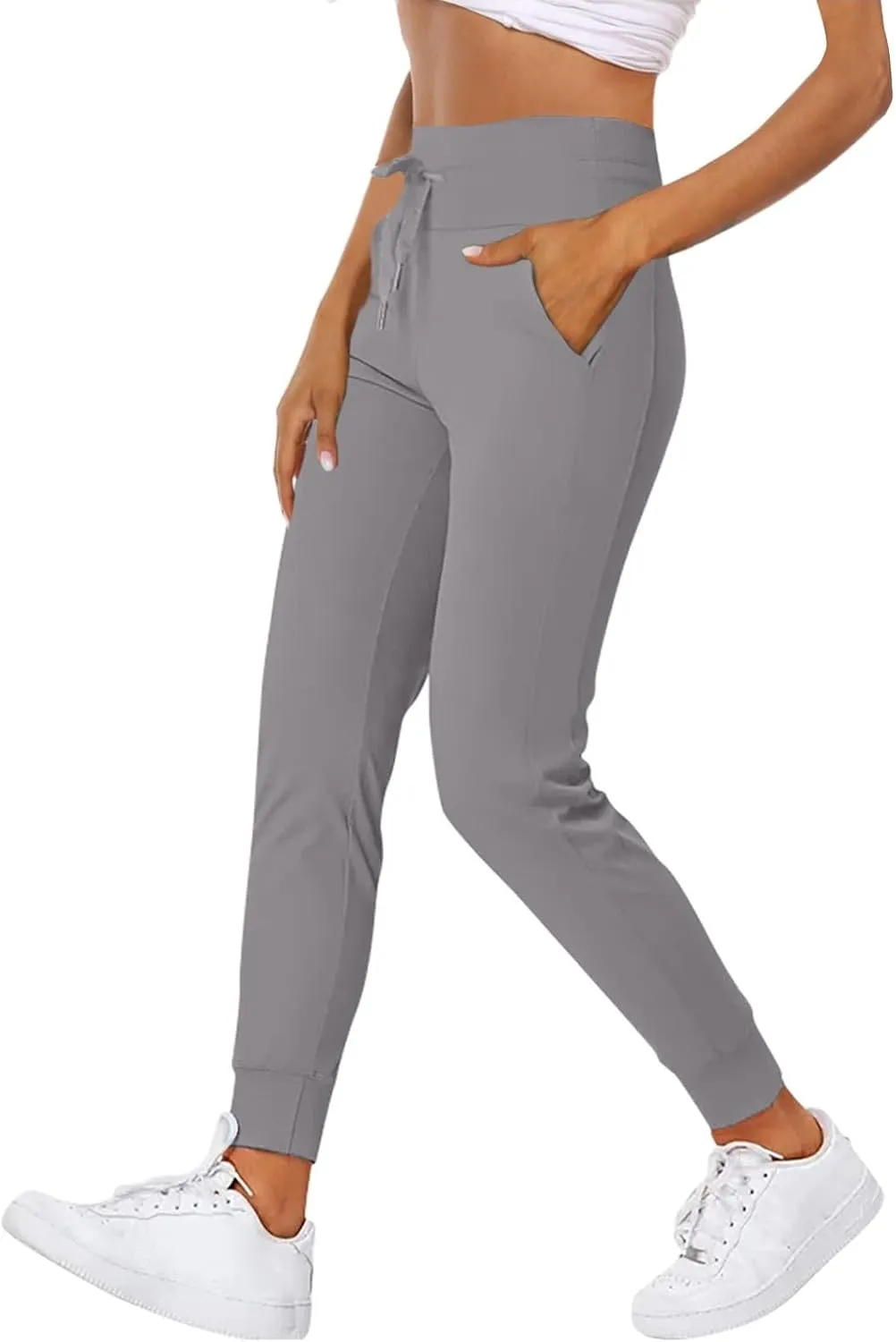 Yoga Pants Women Drawstring Elastic High Waisted Tummy Control Joggers with Pockets Comfy Stretch Athletic Leggings