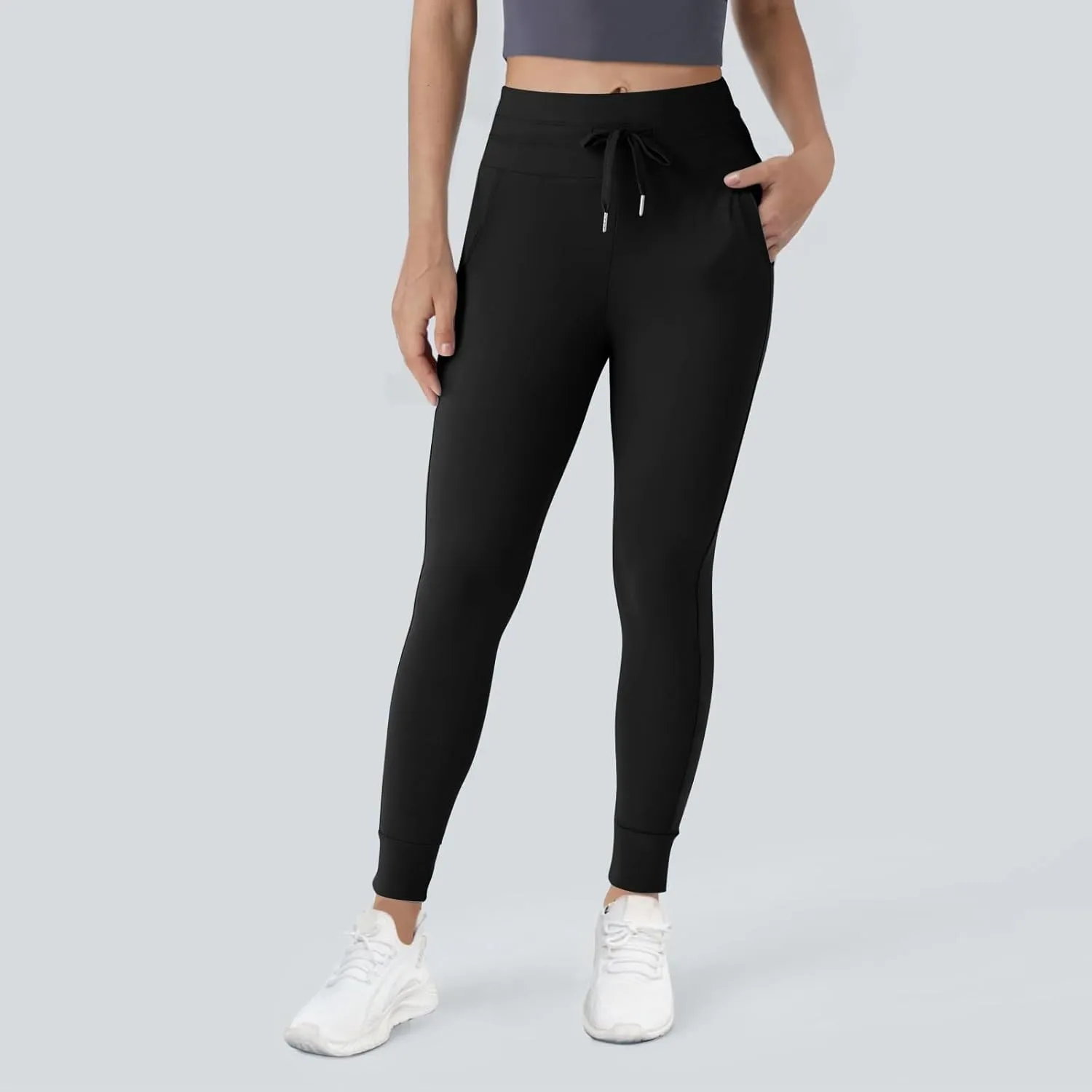 Yoga Pants Women Drawstring Elastic High Waisted Tummy Control Joggers with Pockets Comfy Stretch Athletic Leggings