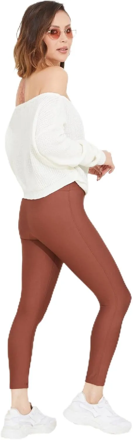 zenne.com Lare Leggings for Women - High Waisted Leggings Yoga Pants Womens Leggings Dark Rose/Small