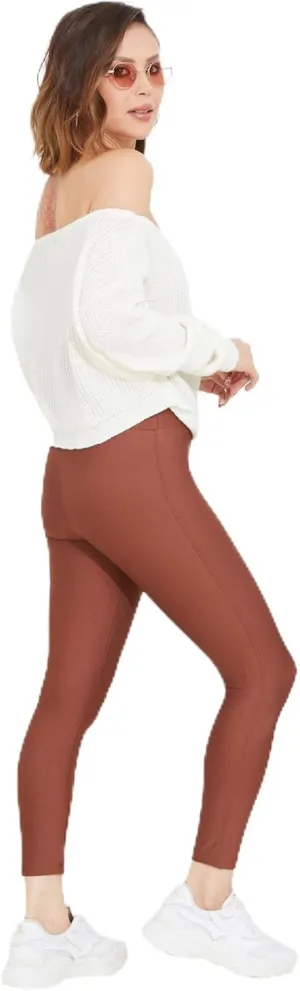 zenne.com Lare Leggings for Women - High Waisted Leggings Yoga Pants Womens Leggings Dark Rose/Small