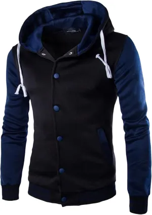 ZWRXW Mens Varsity Jacket Hooded Fashion Causal Slim Fit High School Letterman Baseball Bomber Jacket Coat with Pockets